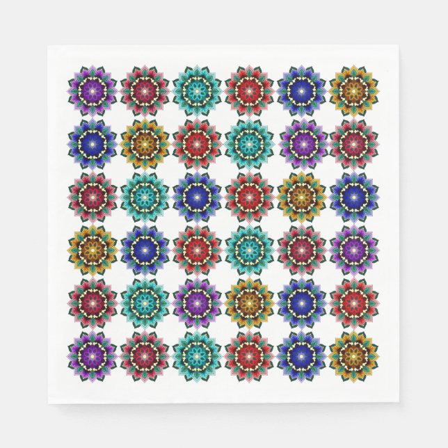 Mandala in verschiedenen Farben Serviette (Vorderseite)