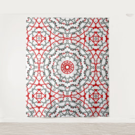 Mandala in weiß, rot und khaki. wandteppich