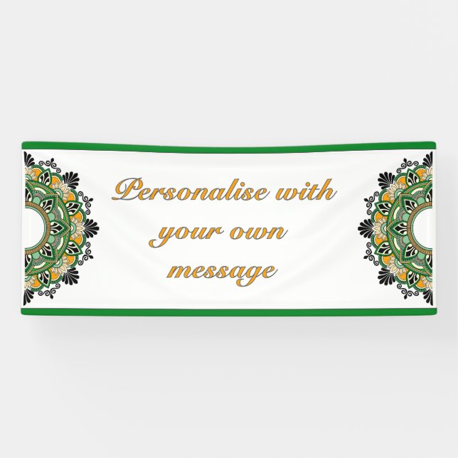 Mandala in yellow & green banner (Horizontal)