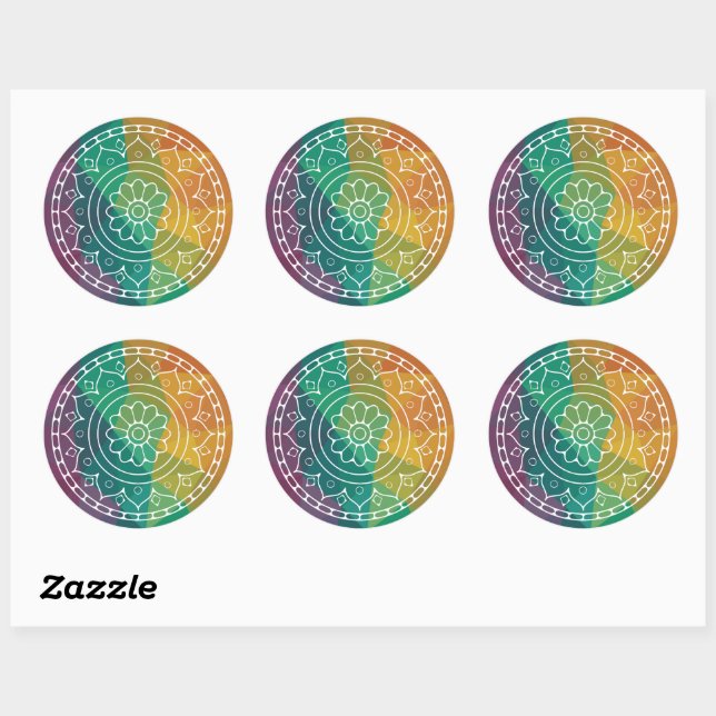 Mandala india Blume boho hippie design Runder Aufkleber (Blatt)