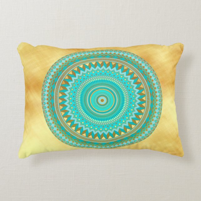 Mandala Iris Blau Braun Gold Dekokissen (Vorderseite)