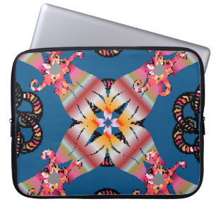 Mandala ist auf einem gelben Hintergrund gefärbt. Laptopschutzhülle