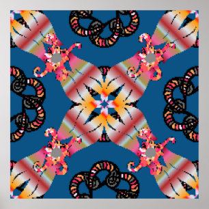 Mandala ist auf einem gelben Hintergrund gefärbt. Poster