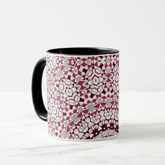 Mandala ist bordeauxgrau tasse (Vorderseite Links)