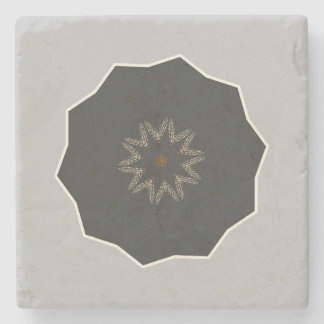 Mandala Kaleidoscope Black auf Grau Steinuntersetzer