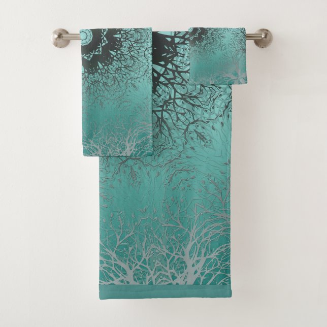 Mandala kaleidoscope, grünes Muster Badhandtuch Set (Insitu)