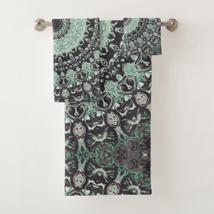 Mandala Kaleidoscope noir et aquamarine