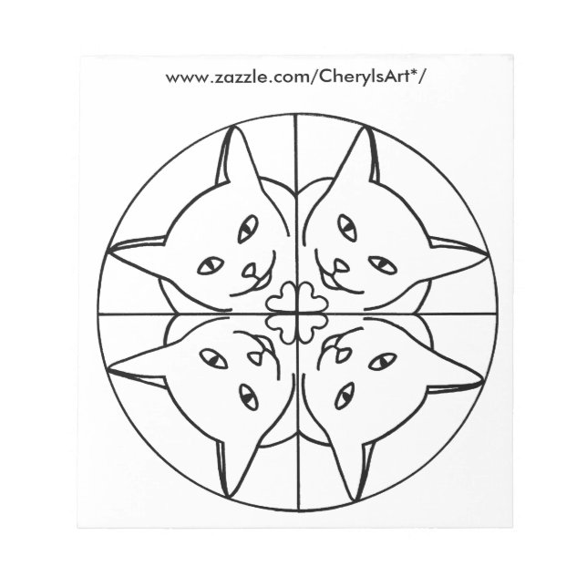 Mandala Kaleidoskop Katzen Farbkommentare Notizblock (Vorderseite)