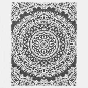 Mandala, Kaleidoskop, schwarz-weiß, Ziergegend Fleecedecke