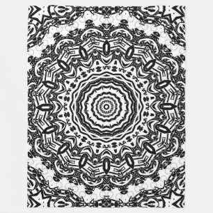 Mandala, Kaleidoskop, schwarz-weiß, Ziergegend Fleecedecke