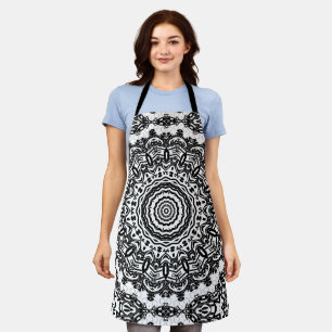 Mandala, Kaleidoskop, schwarz-weiß, Ziergegend Schürze