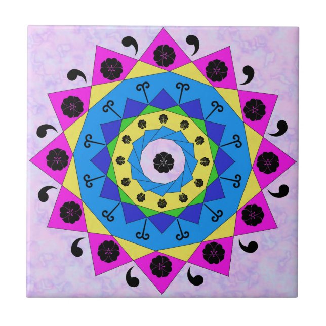 Mandala Keramik Tile Fliese (Vorderseite)