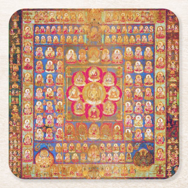 Mandala Kosmisches Diagramm für Meditation Rechteckiger Pappuntersetzer (Vorderseite)