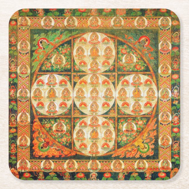 Mandala Kosmisches Diagramm für Meditation Rechteckiger Pappuntersetzer (Vorderseite)