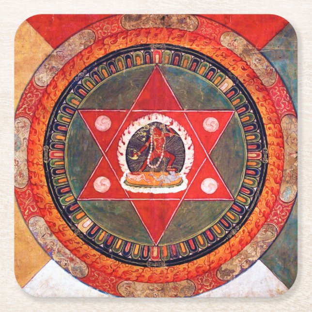 Mandala Kosmisches Diagramm für Meditation Rechteckiger Pappuntersetzer (Vorderseite)