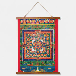 Mandala Kosmisches Diagramm für Meditation Wandteppich Mit Holzrahmen