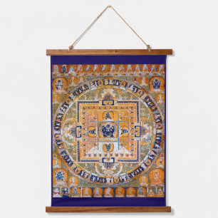 Mandala Kosmisches Diagramm für Meditation Wandteppich Mit Holzrahmen