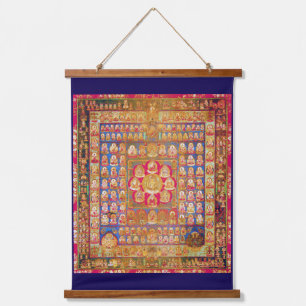 Mandala Kosmisches Diagramm für Meditation Wandteppich Mit Holzrahmen