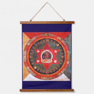 Mandala Kosmisches Diagramm für Meditation Wandteppich Mit Holzrahmen