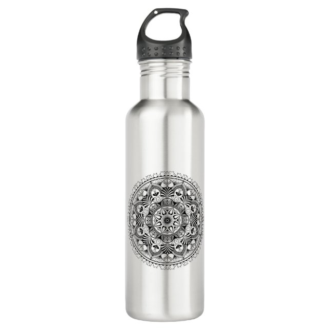 Mandala-Kreis Edelstahlflasche (Vorderseite)