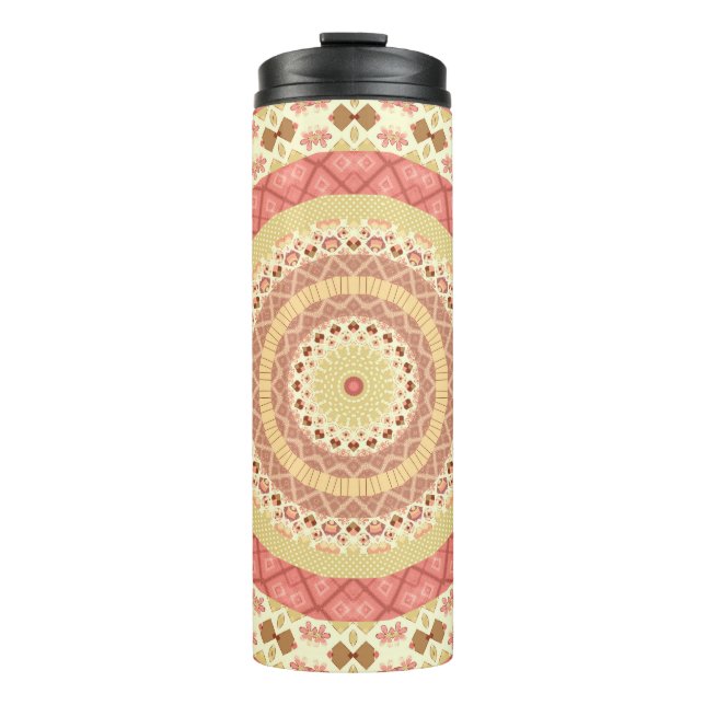 Mandala-Kreis in ornamentaler Pastellfarbe Thermosbecher (Vorderseite)