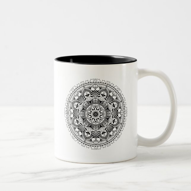 Mandala-Kreis Zweifarbige Tasse (Rechts)