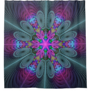 Mandala Kunst, Fraktal und Dichtung Duschvorhang