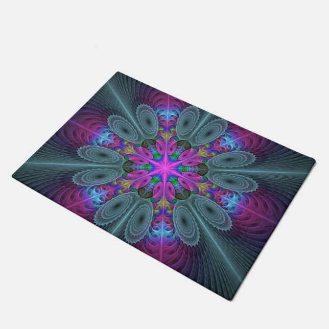 Mandala Kunst, Fraktal und Dichtung Fußmatte (Schrägansicht)