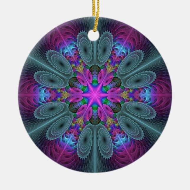 Mandala Kunst, Fraktal und Dichtung Keramik Ornament (Vorne)