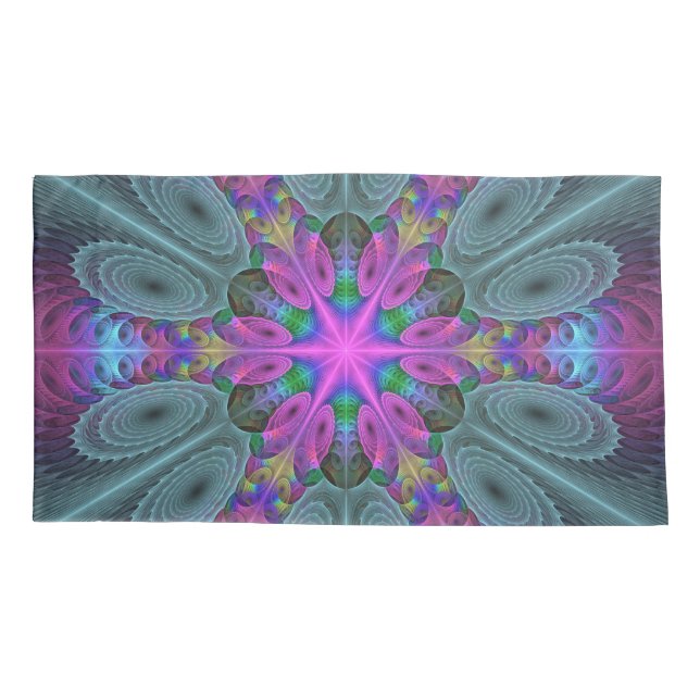 Mandala Kunst, Fraktal und Dichtung Kissenbezug (Rückseite)