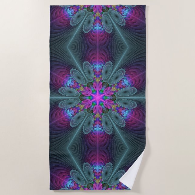 Mandala Kunst, Fraktal und Dichtung Strandtuch (Vorderseite)