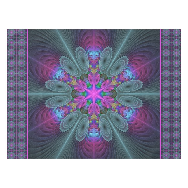 Mandala Kunst, Fraktal und Dichtung Tischdecke (Vorderseite (Horizontal))