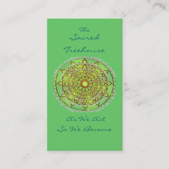Mandala-Kunst-Grün-Lesezeichen-Visitenkarte Visitenkarte (Vorderseite)