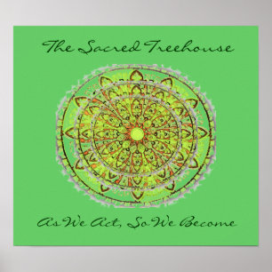 Mandala-Kunst-Plakatgrün addieren Text Poster