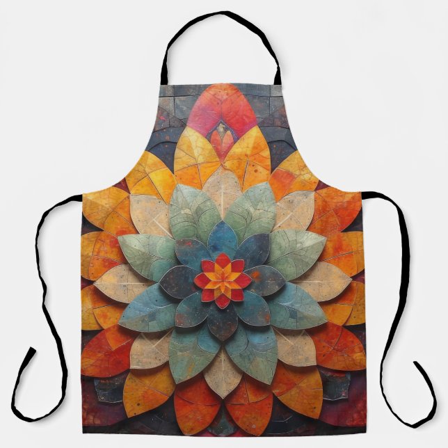 Mandala-Kunst strukturierte Blume Schürze (Vorderseite)