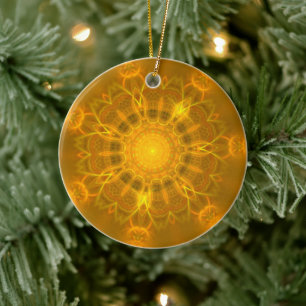 Mandala Lace Lines Warm Glow Gelb Hintergrund Keramik Ornament
