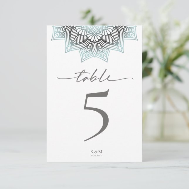 Mandala Lace Rev Mariage Numéro de table Numéro bl (Debout devant)