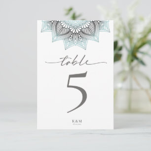 Mandala Lace Rev Mariage Numéro de table Numéro bl