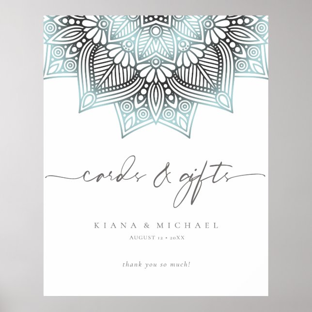 Mandala Lace Wedding Cards & Gifts Ltd. Blue ID968 Poster (Vorne)