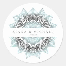 Mandala Lace Wedding Ltd. Blue ID968 Runder Aufkleber