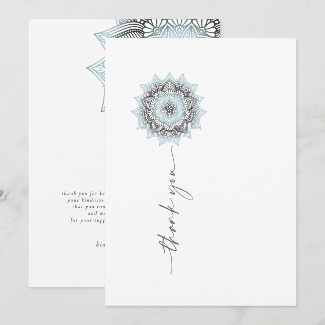 Mandala Lace Wedding Vielen Dank, Lt. Blue ID968 Dankeskarte (Vorne/Hinten)