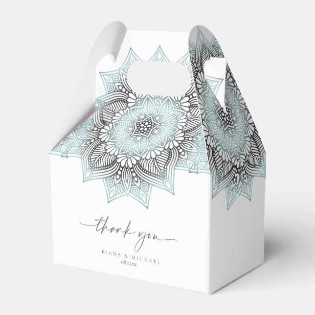 Mandala Lace Wedding Vielen Dank, Lt. Blue ID968 Geschenkschachtel (Vorderseite)