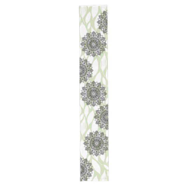  Mandala Leaves: Nature's Harmony Table Runner Großer Tischläufer (Vorderseite)