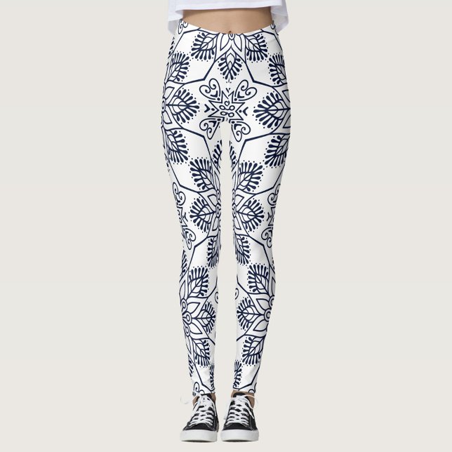 Mandala Leggings ("Step into style with these indigo mandala leggings")