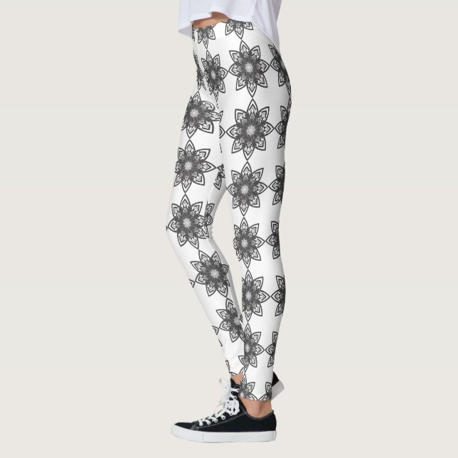 Mandala Leggings noirs et blancs (Gauche)