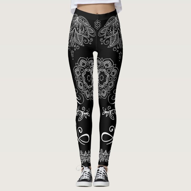 Mandala-Leggings (schwarz/weiß) Leggings (Vorderseite)