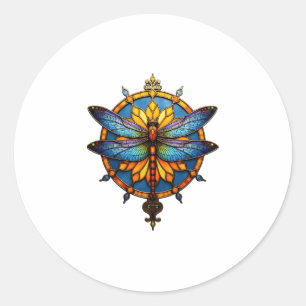 Mandala Libelle Leuchtende Heilige Geometrie Spiri Runder Aufkleber