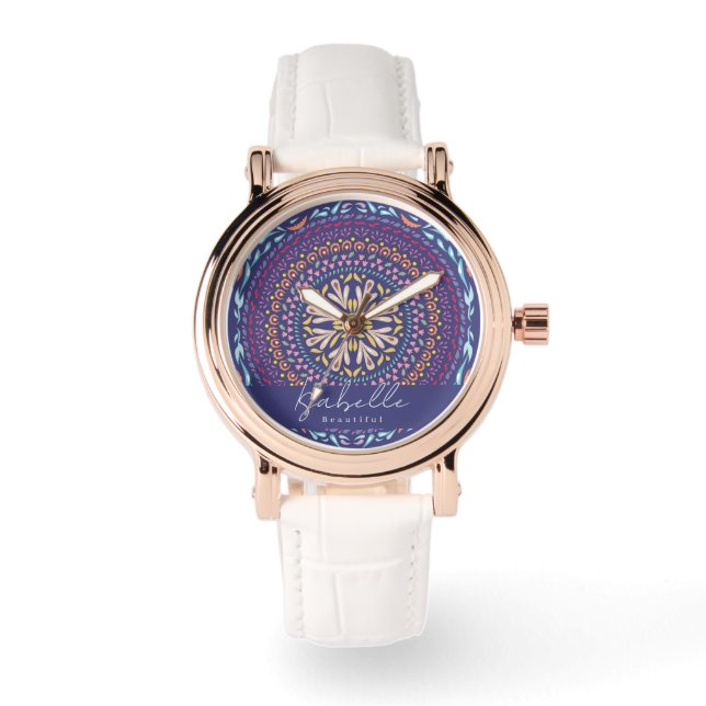 Mandala Lila Armbanduhr (Vorderseite)