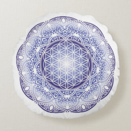 Mandala Lila glänzend Rundes Kissen