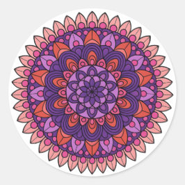 Mandala lila und rosa runder aufkleber